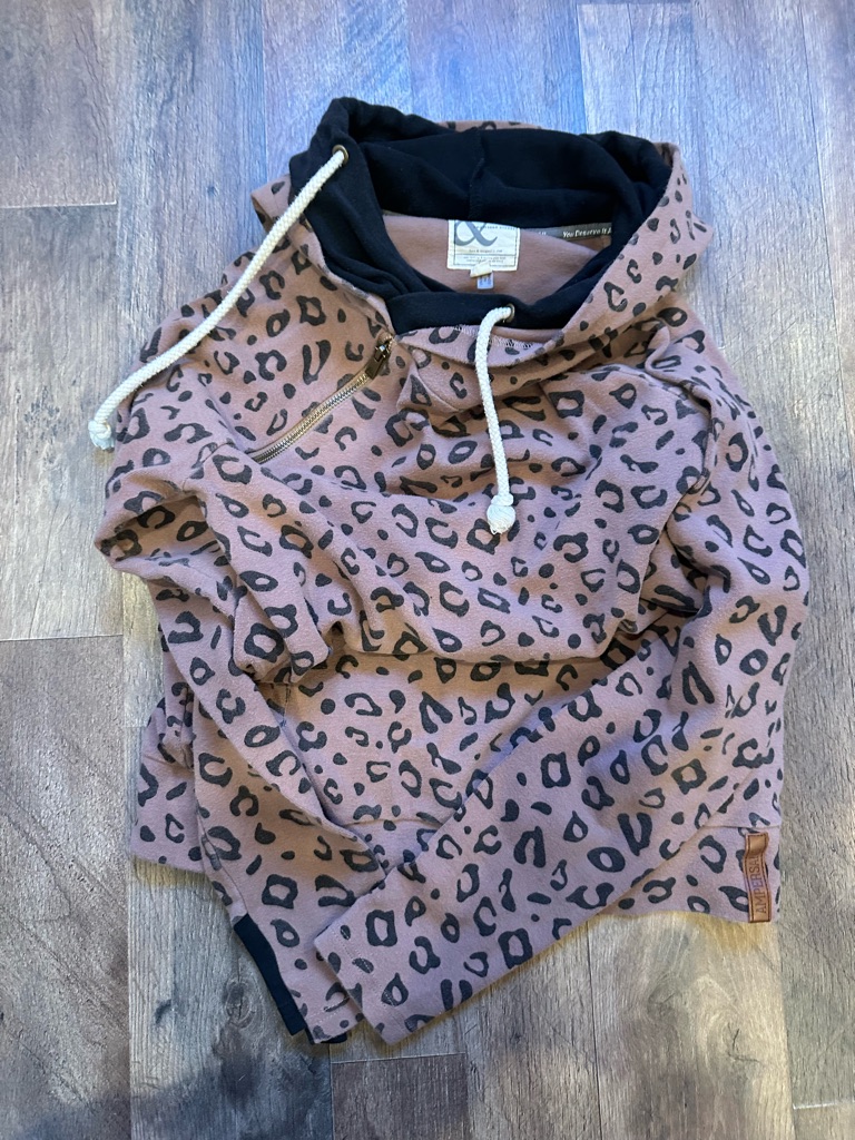 Ampersand Pink Leopard Print Pullover Hoodie